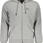 Grey Hooded Zip Sweatshirt with Print Detail
