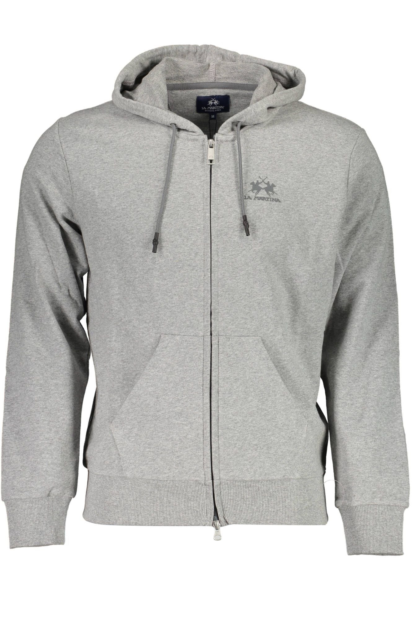 Grey Hooded Zip Sweatshirt with Print Detail