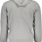 Grey Hooded Zip Sweatshirt with Print Detail