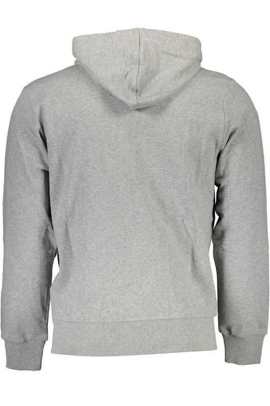 Grey Hooded Zip Sweatshirt with Print Detail