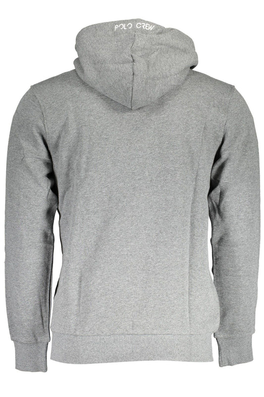 Elegant Gray Hooded Sweatshirt with Embroidery