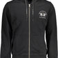Elegant Black Cotton Hoodie with Embroidery