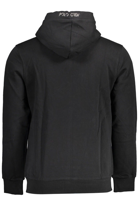 Elegant Black Cotton Hoodie with Embroidery