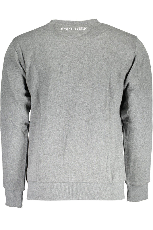 Elegant Gray Crew Neck Embroidered Sweatshirt