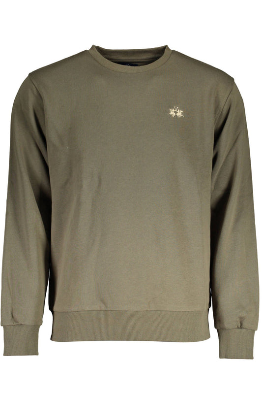 Crew Neck Embroidered Green Sweater