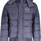 Elegant Blue Polyamide Jacket with Detachable Hood