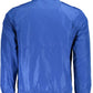 Chic Blue Embroidered Jacket with Sleek Zip Closure
