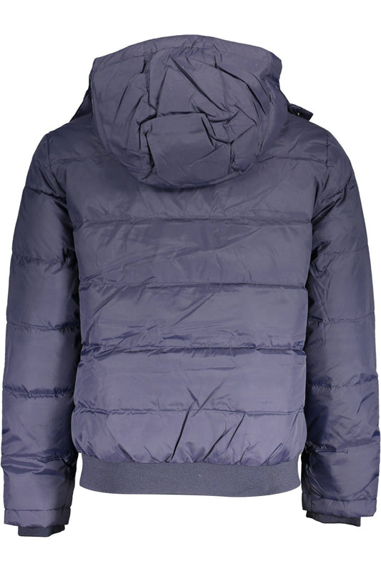 Elegant Blue Polyamide Jacket with Detachable Hood