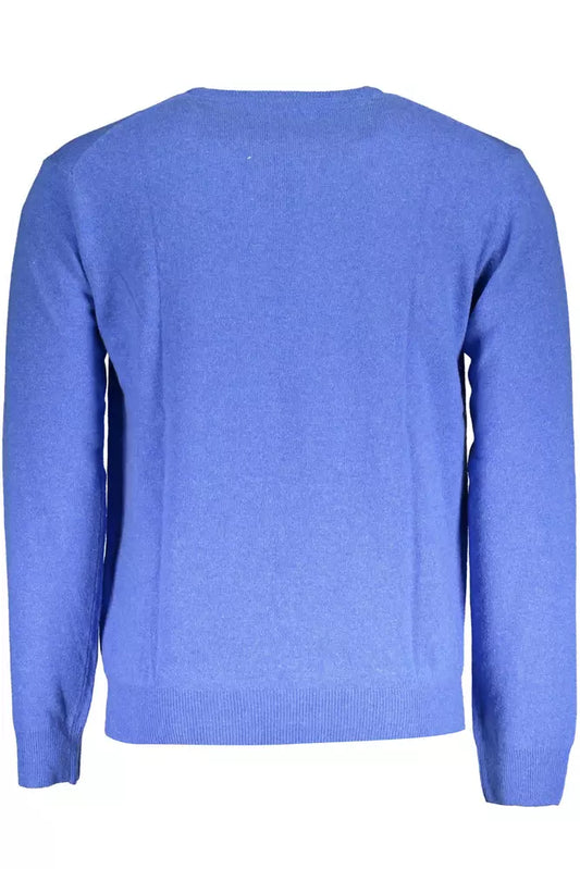 Chic Blue Wool-Blend Embroidered Sweater