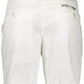 Slim Fit Embroidered White Bermuda Shorts
