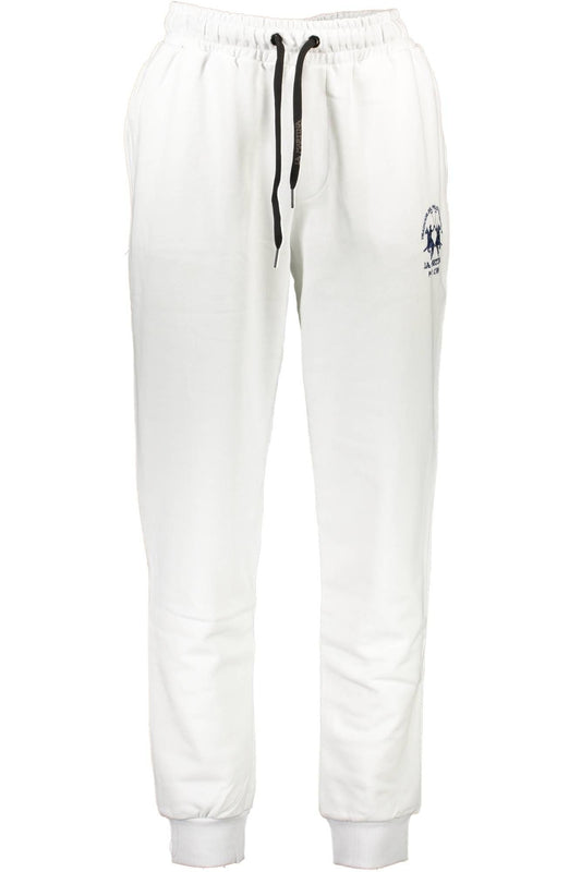 Elegant White Cotton Sports Trousers