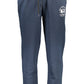 Chic Blue Cotton Sports Trousers with Embroidery