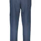 Chic Blue Cotton Sports Trousers with Embroidery