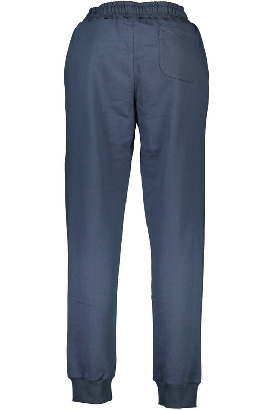 Chic Blue Cotton Sports Trousers with Embroidery