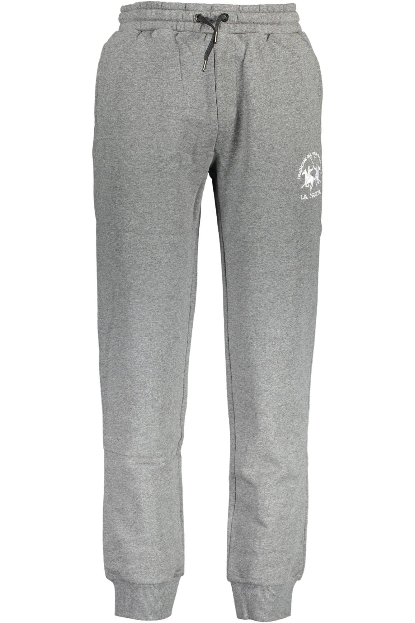 Elegant Gray Sports Trousers with Logo Embroidery