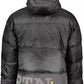 Sleek Black Feather-Down Hooded Jacket