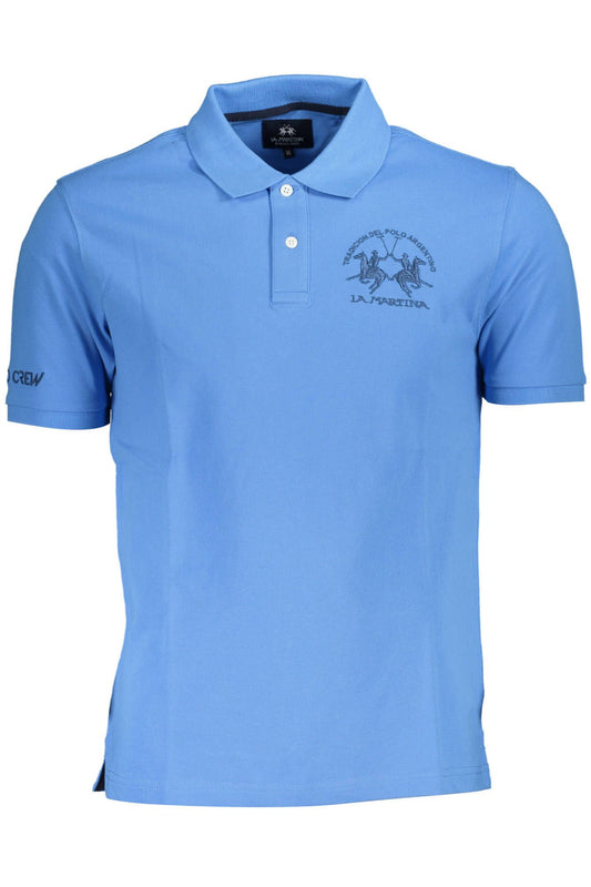 Chic Light Blue Embroidered Polo
