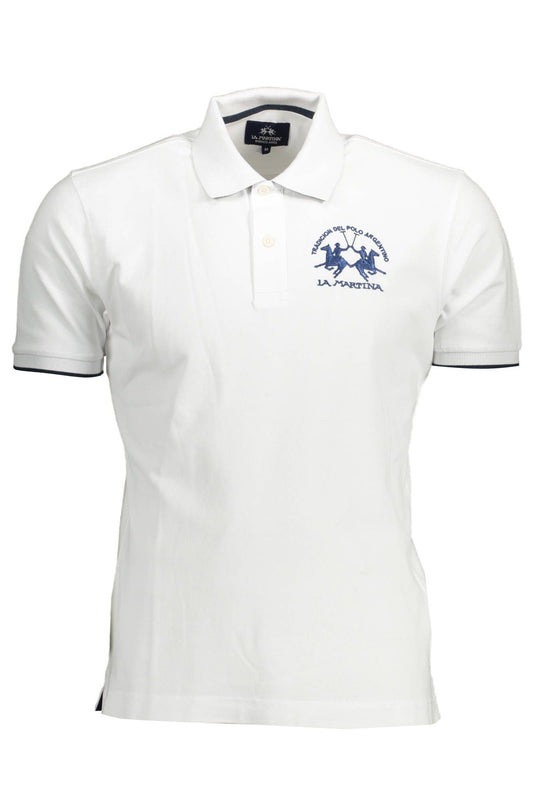 Chic White Embroidered Polo for Men