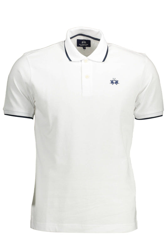 Elegant White Cotton Polo with Contrasting Details