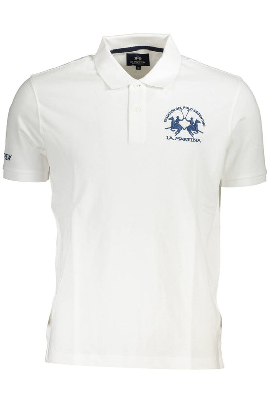 Chic White Embroidered Logo Polo Shirt