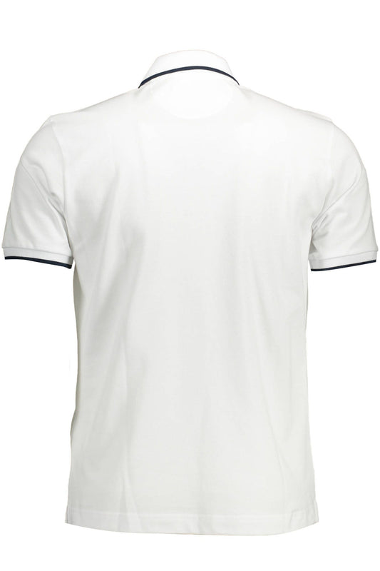 Elegant White Cotton Polo with Contrasting Details