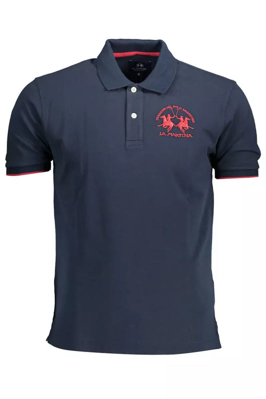 Dashing Blue Polo Shirt with Elegant Embroidery