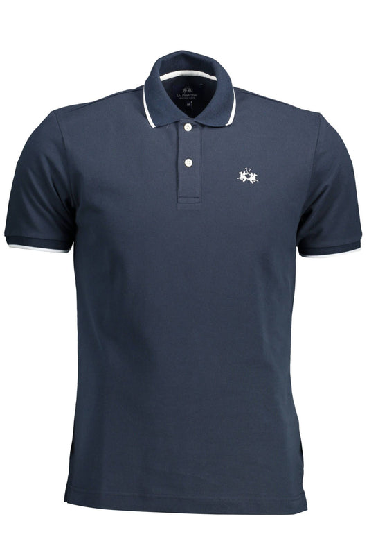Chic Blue Cotton Polo with Contrasting Details