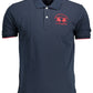 Chic Blue Polo with Contrasting Embroidery