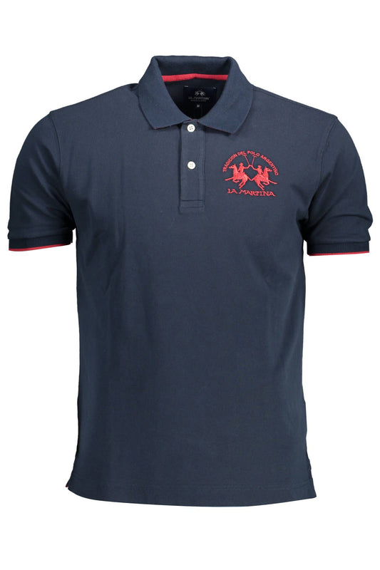 Chic Blue Polo with Contrasting Embroidery