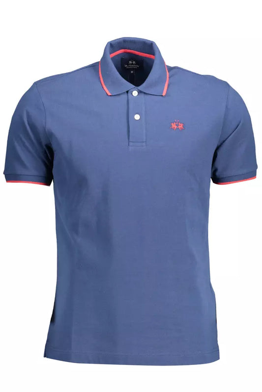 Elegant Blue Polo Shirt with Contrast Detailing