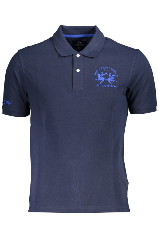 Chic Short-Sleeved Blue Polo with Embroidery