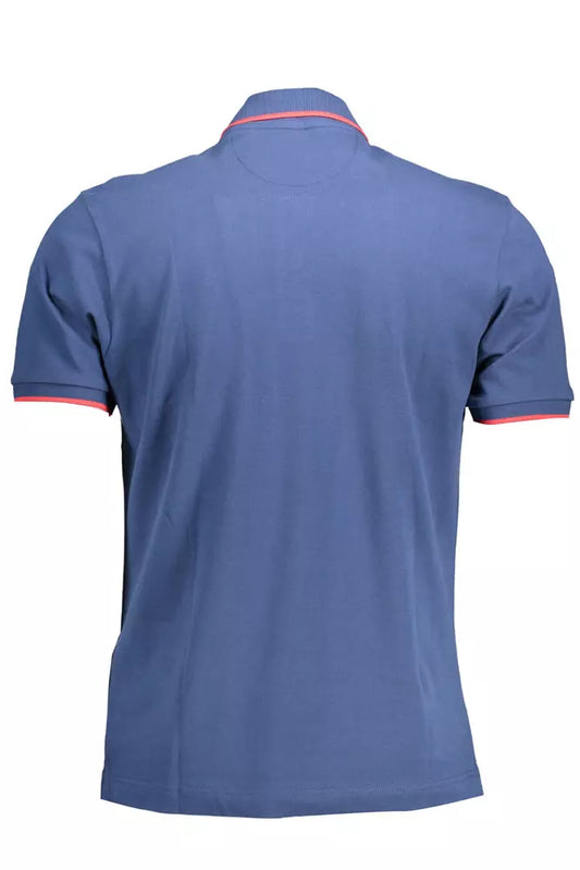 Elegant Blue Polo Shirt with Contrast Detailing