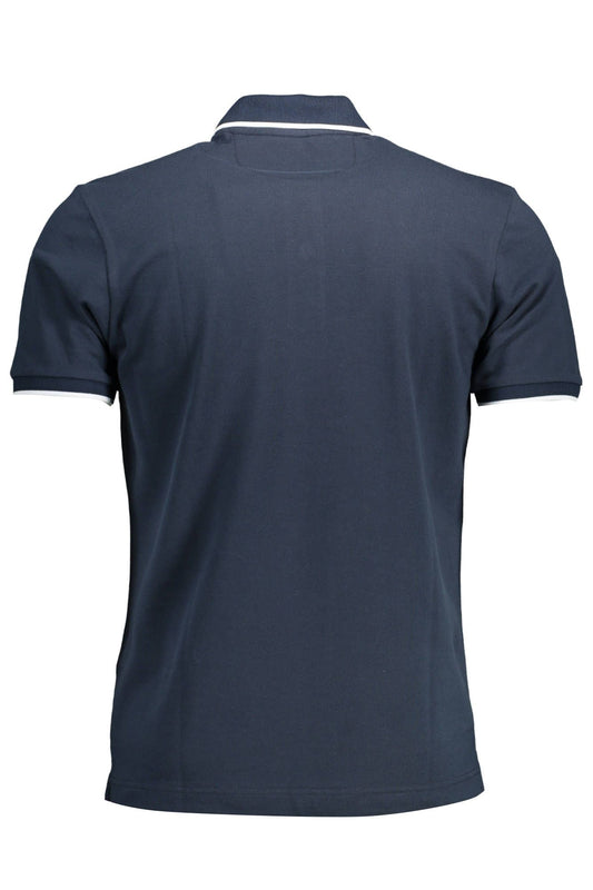 Chic Blue Cotton Polo with Contrasting Details