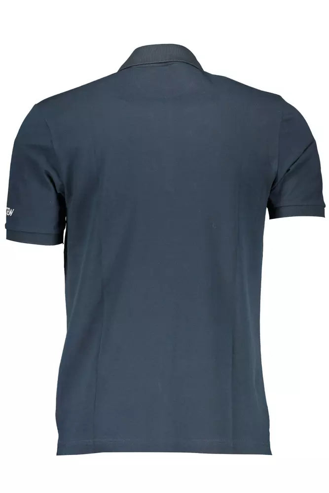 Chic Blue Short-Sleeved Polo Shirt with Embroidery