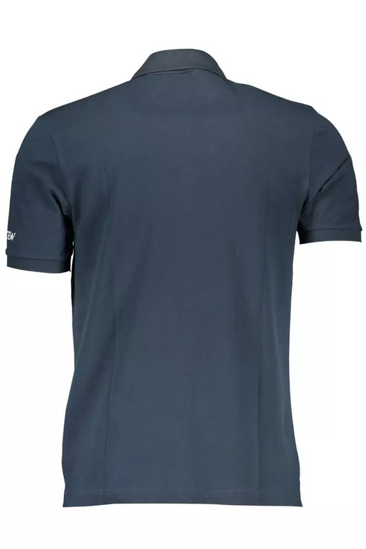 Chic Blue Short-Sleeved Polo Shirt with Embroidery