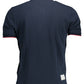 Chic Blue Polo with Contrasting Embroidery