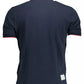 Dashing Blue Polo Shirt with Elegant Embroidery