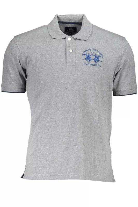 Elegant Gray Polo with Contrasting Details