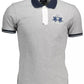 Slim Fit Embroidered Polo in Gray