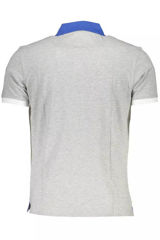 Elegant Gray Cotton Polo With Contrasting Details