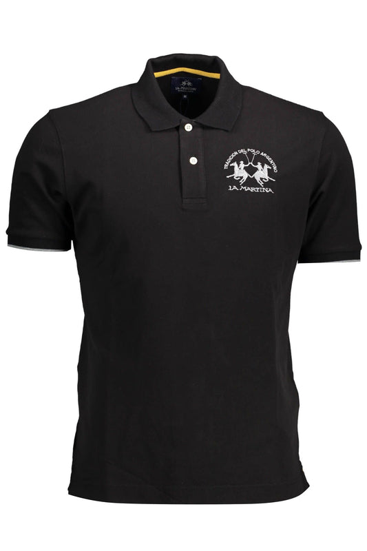 Elegant Black Cotton Polo Shirt