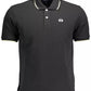 Elegant Black Cotton Polo with Contrasting Accents