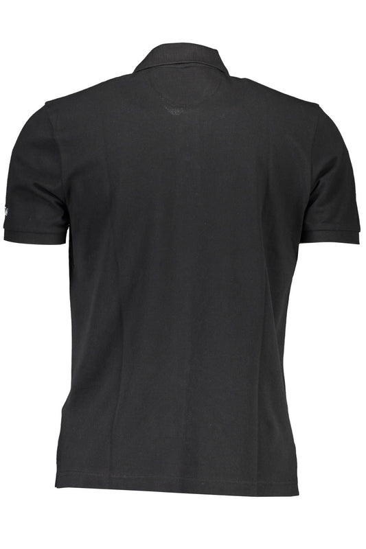 Elegant Black Cotton Polo with Logo Embroidery