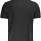 Sleek Black Cotton Polo Shirt with Embroidery