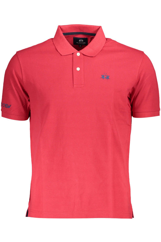 Elegant Red Cotton Polo Shirt with Embroidery