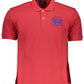Elegant Red Cotton Polo with Contrast Details