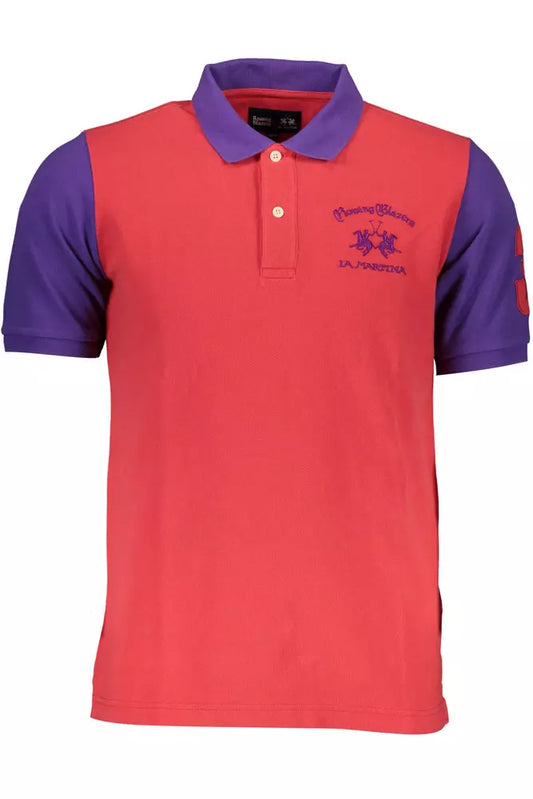 Elegant Pink Polo with Contrasting Details