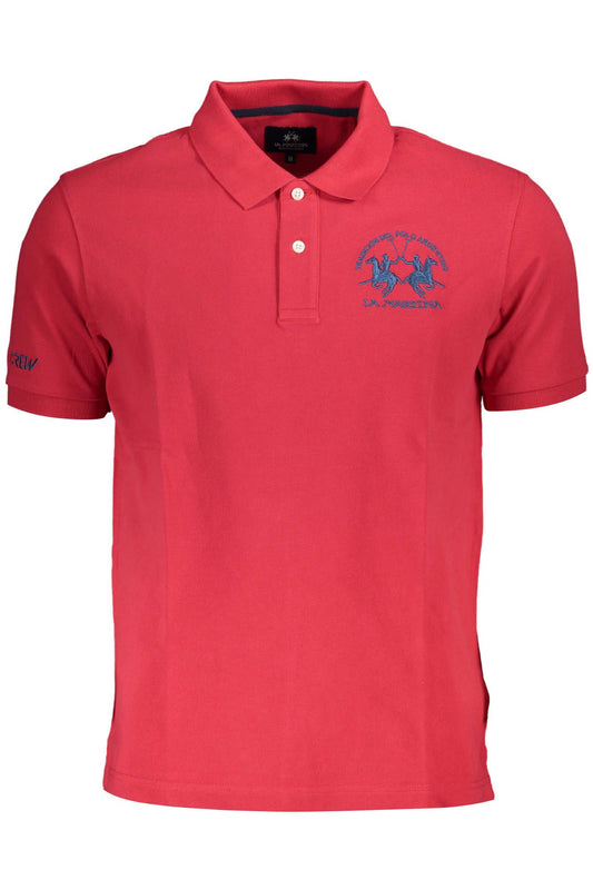 Chic Red Short-Sleeved Embroidered Polo
