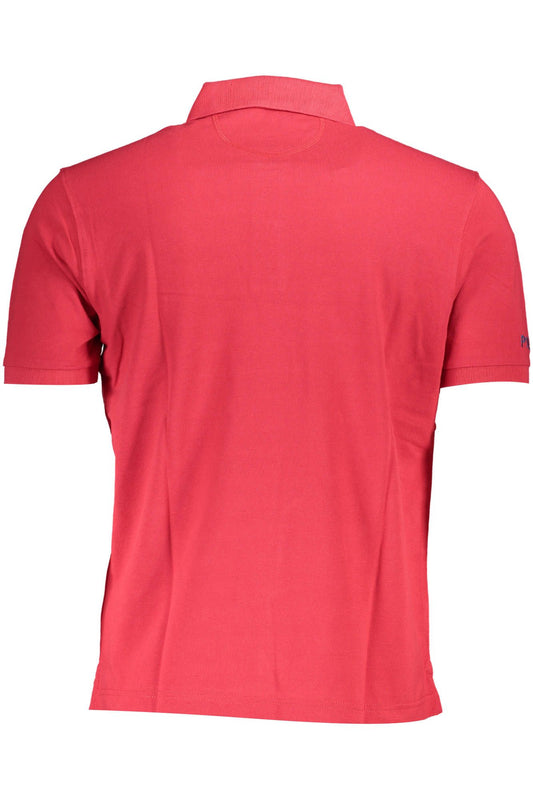 Elegant Red Cotton Polo Shirt with Embroidery