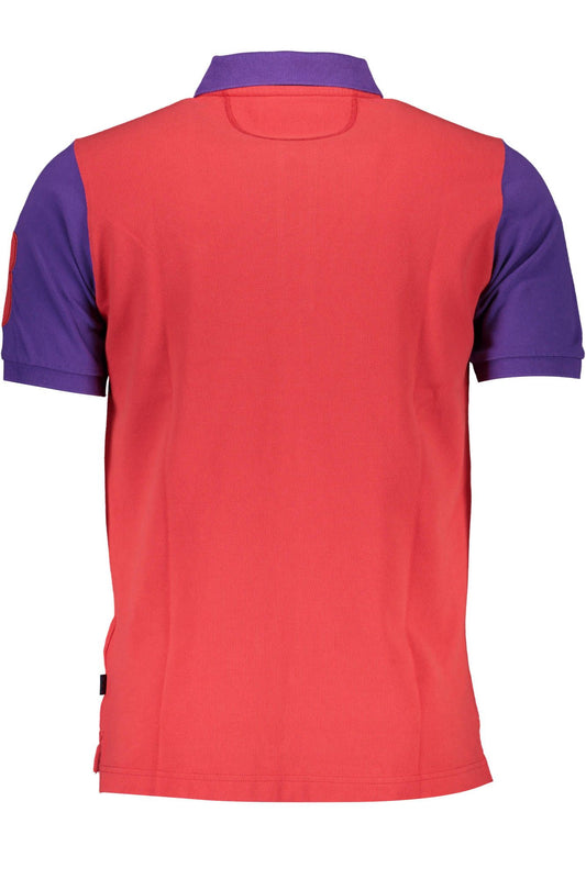 Sleek Red Cotton Polo with Embroidery